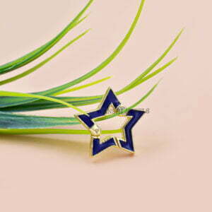 Blue Enamel Charm Enhancer Lock, 14K Yellow Gold Plated Star Clasp Lock, Topaz Star Enamel Lock, Wholesale Star Clasp Lock Jewelry