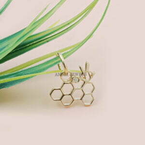 14K Yellow Gold Plated Honeycomb Charm