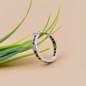 925 Sterling Silver Blue & White Cubic zirconia Band Ring
