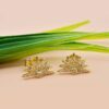 14K Yellow Gold Stud Earring, Single Cut Diamond Stud Earring, Tragus Helix Piercing Jewelry for Women