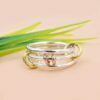 Plain three connector band ring, 925 silver connector ring set, 14k gold plated jump and silver band ring