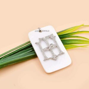925 Sterling Silver Pearl & CZ Letter Dog Tag Pendant