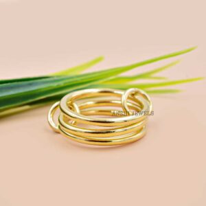 14K Yellow Gold Plated Silver Plain Stacking Band Ring Jewelry