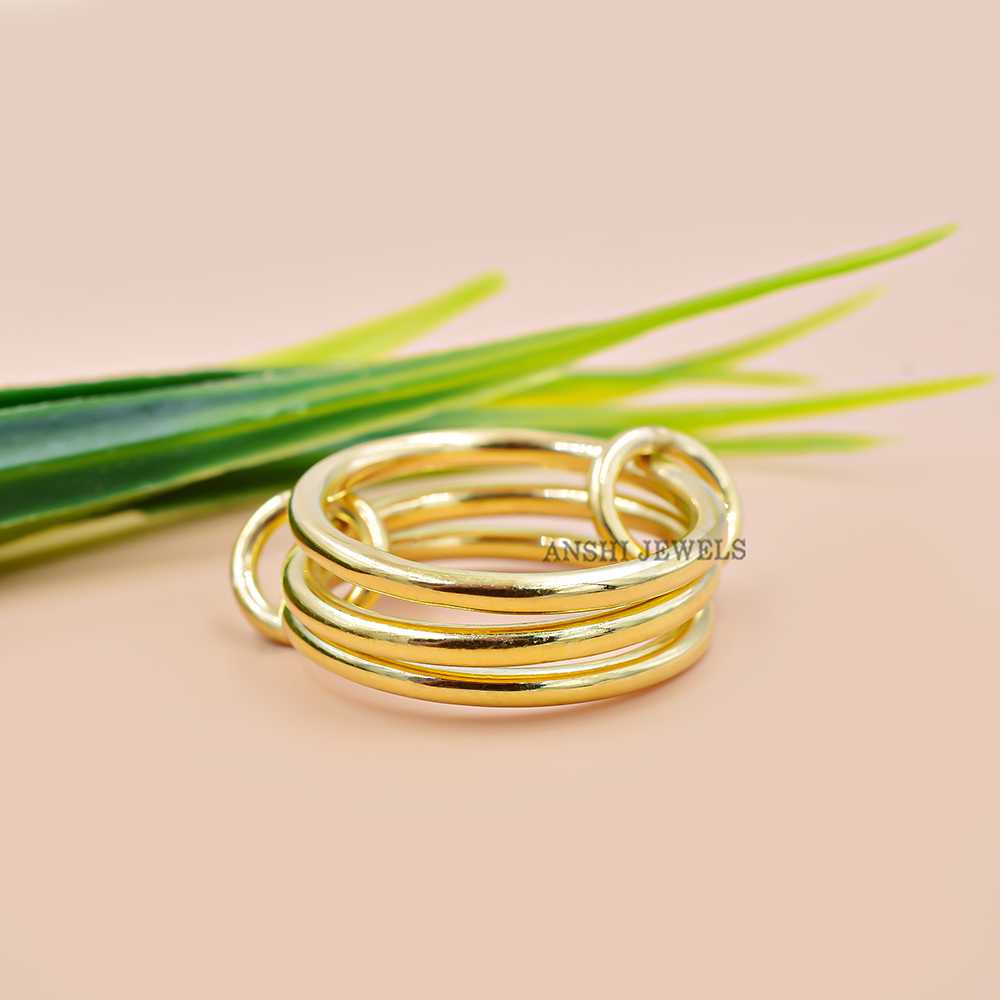 14K Yellow Gold Plated Silver Plain Stacking Band Ring Jewelry