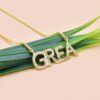 14k gold plated diamond GREA letter necklace