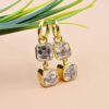 14K Yellow Gold Plated Hoop Square Earring