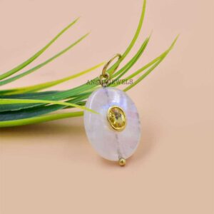 925 Silver Moonstone Gemstone Donut Pendant