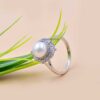 14K White Gold Pearl & Moissanite Band Ring Jewelry