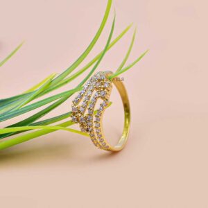 14K Yellow Gold White Topaz Ladies Band Ring