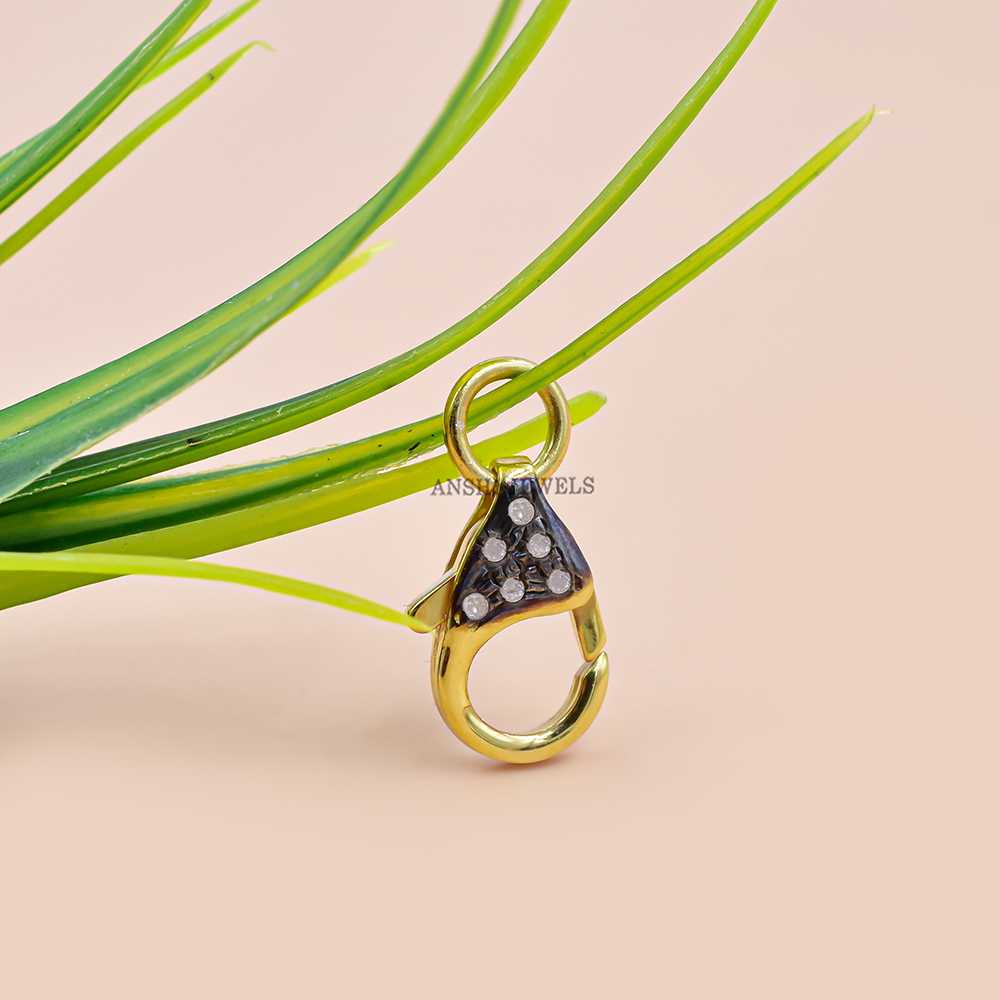 14K Yellow Gold & Grey Plated Diamond Finding Lock