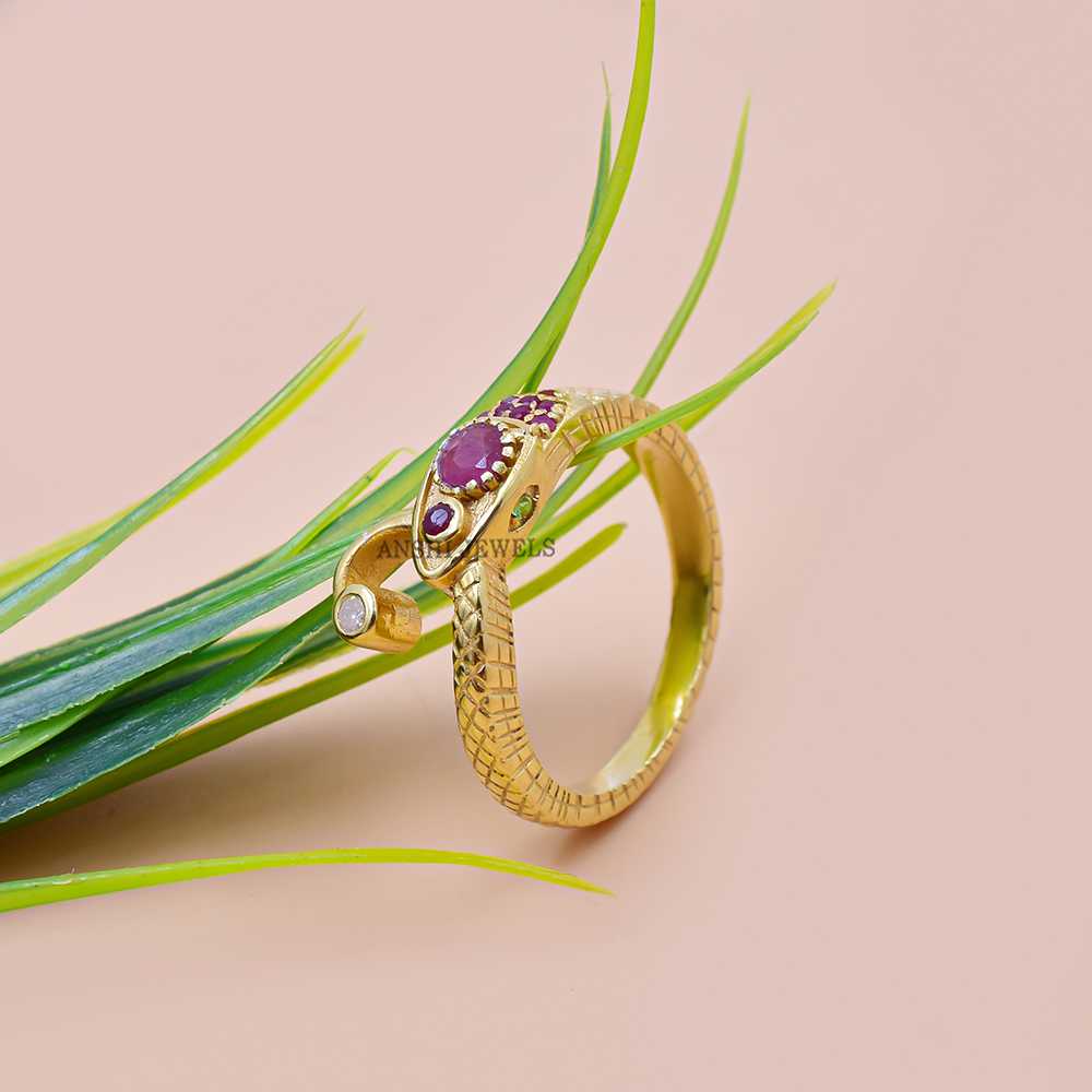 14k yellow gold ruby cobra band ring jewelry