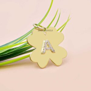 14K Yellow Gold Plated Diamond A Letter Pendant