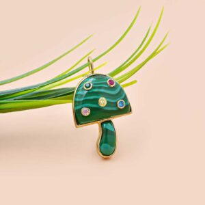 925 Silver Malachite & Stone Mushroom Pendant
