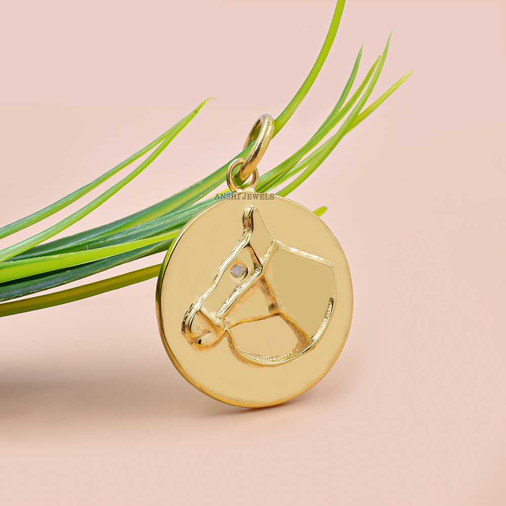 925 Silver Horse Face Diamond Eye Horse Pendant