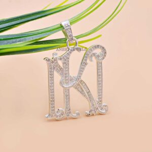 925 Silver Diamond NK-KN Letter Monogram
