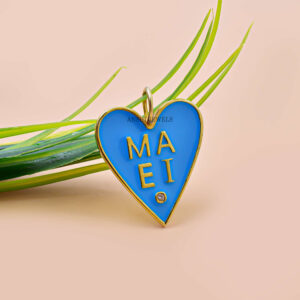 14K Yellow Gold Plated Custom Initial Letter Heart Charm