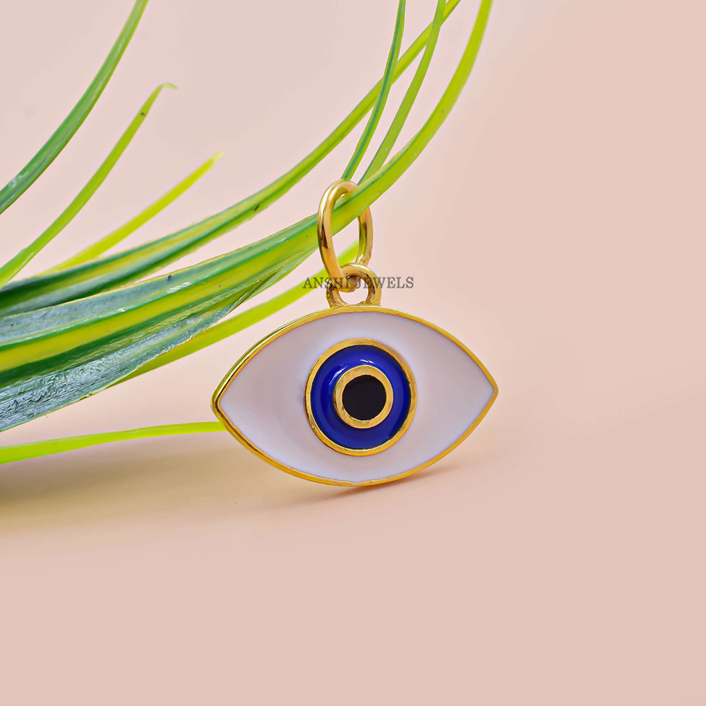 14K Yellow Gold Plated Evil Eye Enamel Lucky Charm