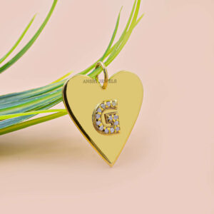 Diamond Letter Heart Charm G Letter Heart Pendant Jewelry