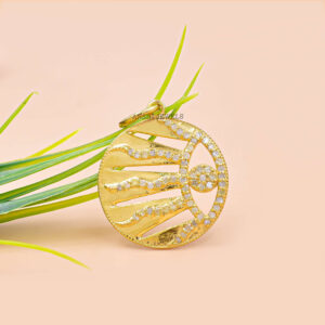 14K Yellow Gold Plated Evil Eye Pendant Diamond Sun Ray Diamond Lucky Pendant Jewelry