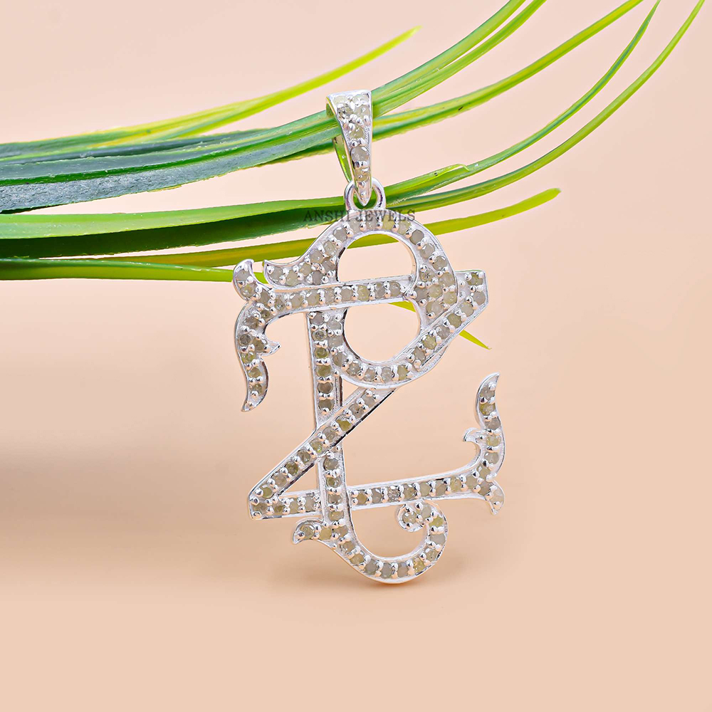 925 Silver Diamond Custom Letter Monogram Necklace - Image 5