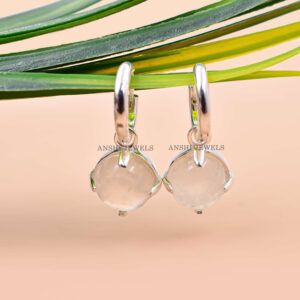 New Designer Moonstone Dangle Hoop Earring