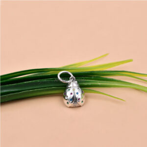 Sparkling Multi CZ Ladybug Charm Pendant with in 925 Silver