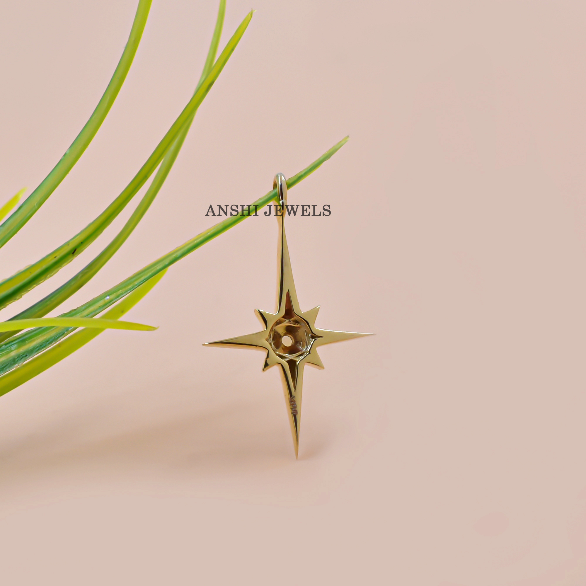 14K Gold Plated Fire Opal Compass Star Pendant In Sterling Silver - Image 3