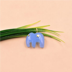 Mini Elephant Pendant in Blue Chalcedony Stone & Sterling Silver Design