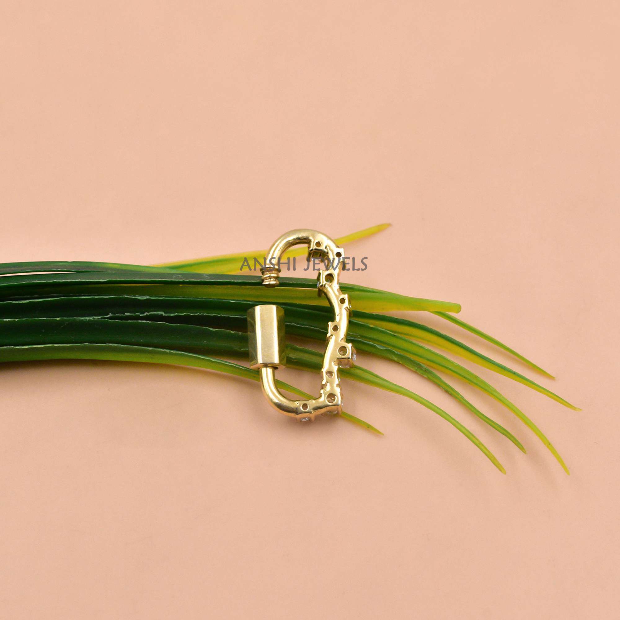 Modern White CZ Carabiner Lock Pendant for Necklaces & Bracelets - Image 3