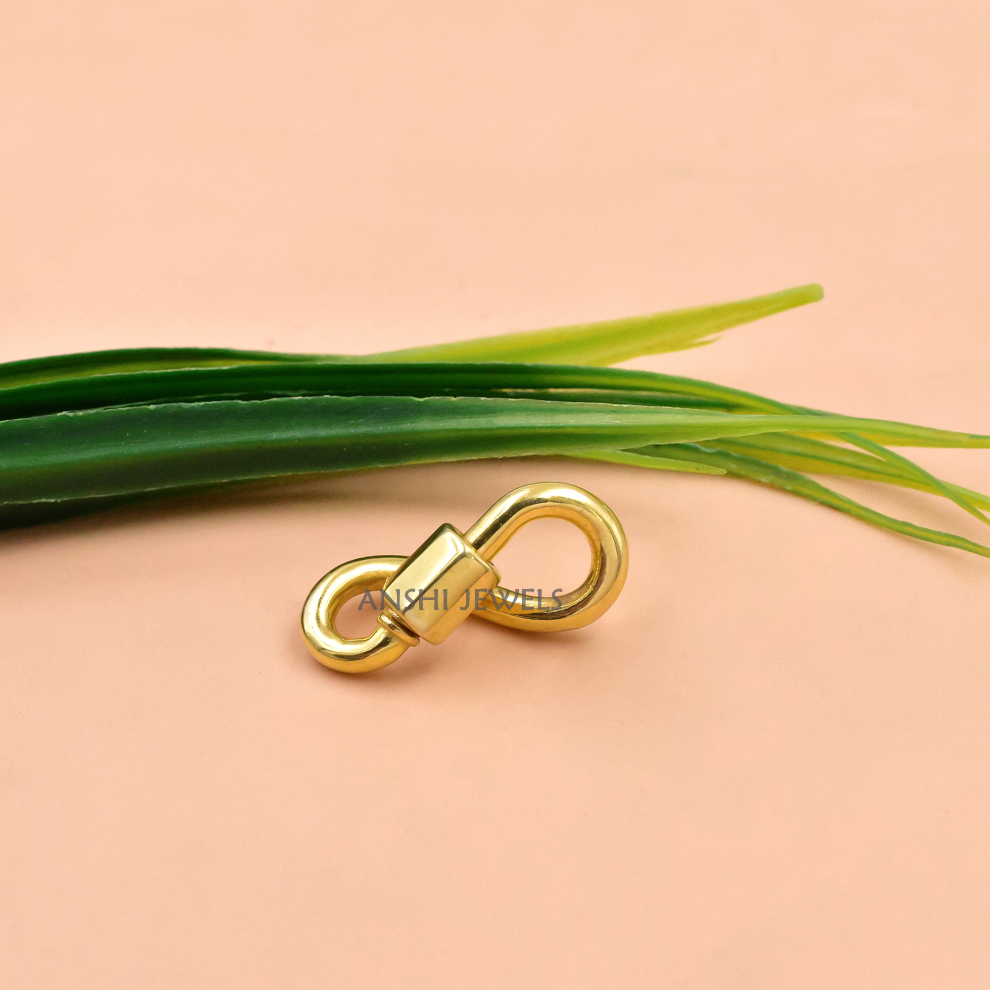 Infinity Loop Carabiner Clasp in 14K Gold Plated Sterling Silver