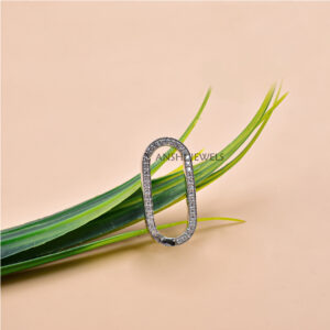 Grey Plated Push Lock Enhancer – White CZ Sparkling Sterling Silver Jewelry