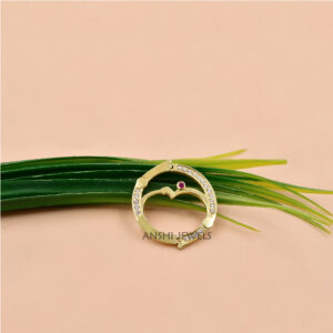White CZ Crescent Moon Face Clasp – Gold Plated Sterling Silver Jewelry Charm