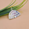 Modern Sterling Silver Seashell Pendant with Multi CZ Sparkle