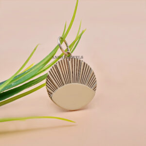 Sunburst Half-Textured Round Pendant Necklace Jewelry In Sterling Silver