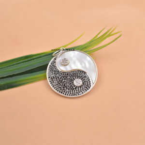 Pearl & Black Spinel Yin Yang Pendant in 925 Sterling Silver