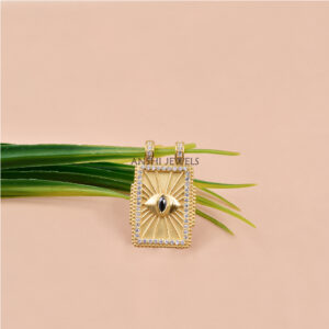 White CZ Evil Eye Pendant Necklace in Gold Plated Silver – Protective Charm Jewelry
