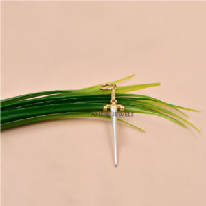 Two-Tone Warrior Sword Pendant – Fantasy-Inspired Silver Jewelry