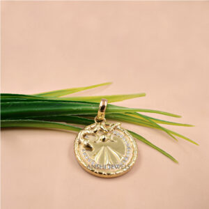 Diamond Angel Medallion Pendant in Gold Plated Silver – Celestial Charm Jewelry