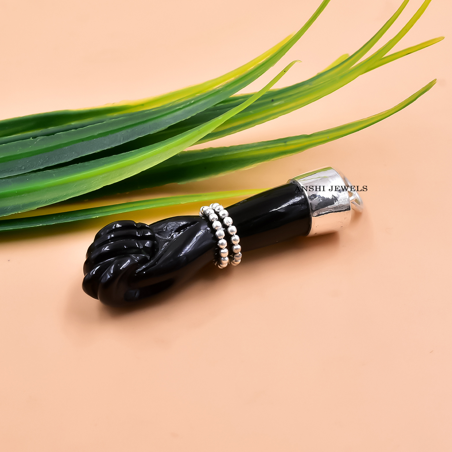 Protective Black Onyx Hand Pendant Statement Jewelry - Image 3