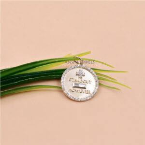 White CZ Augis Token Pendant – Gold Plated Sterling Silver Jewelry
