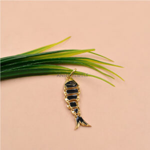 Black Enamel Fish Charm Pendant – Movable 925 Sterling Silver Jewelry