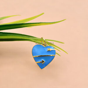 Celestial Love Arrow Pendant in Gold Plated Silver with Sky Blue Enamel