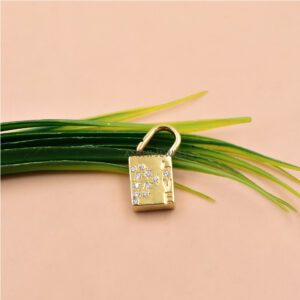 Sparkling White CZ Padlock Pendant in Gold Plated Silver