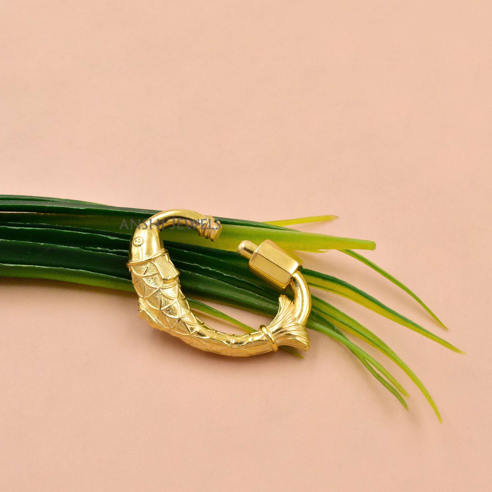 Golden Koi Fish Carabiner Lock in Sculpted Sterling Silver Jewelry - Image 3
