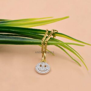 Sterling Silver Happy Face Bracelet Charm with Diamond Sparkle – Designer Jewelry