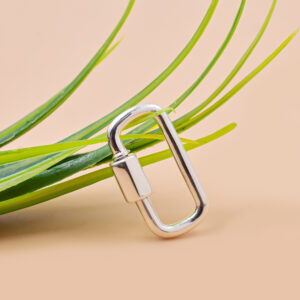 925 Sterling Silver Square Carabiner Lock, Rectangular Screw Gate Charm Holder