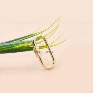 Designer Large Gold Plated Silver Carabiner Clasp, Secure Jewelry Connector for Modern Charm & Chain Styling