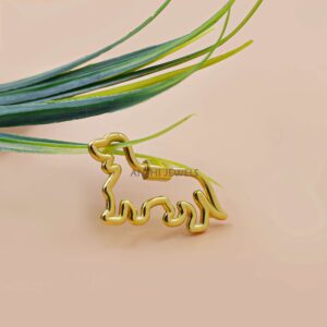 14K Gold Plated Dog Shape Carabiner Lock – Designer Charm & Chain Connector In Silver