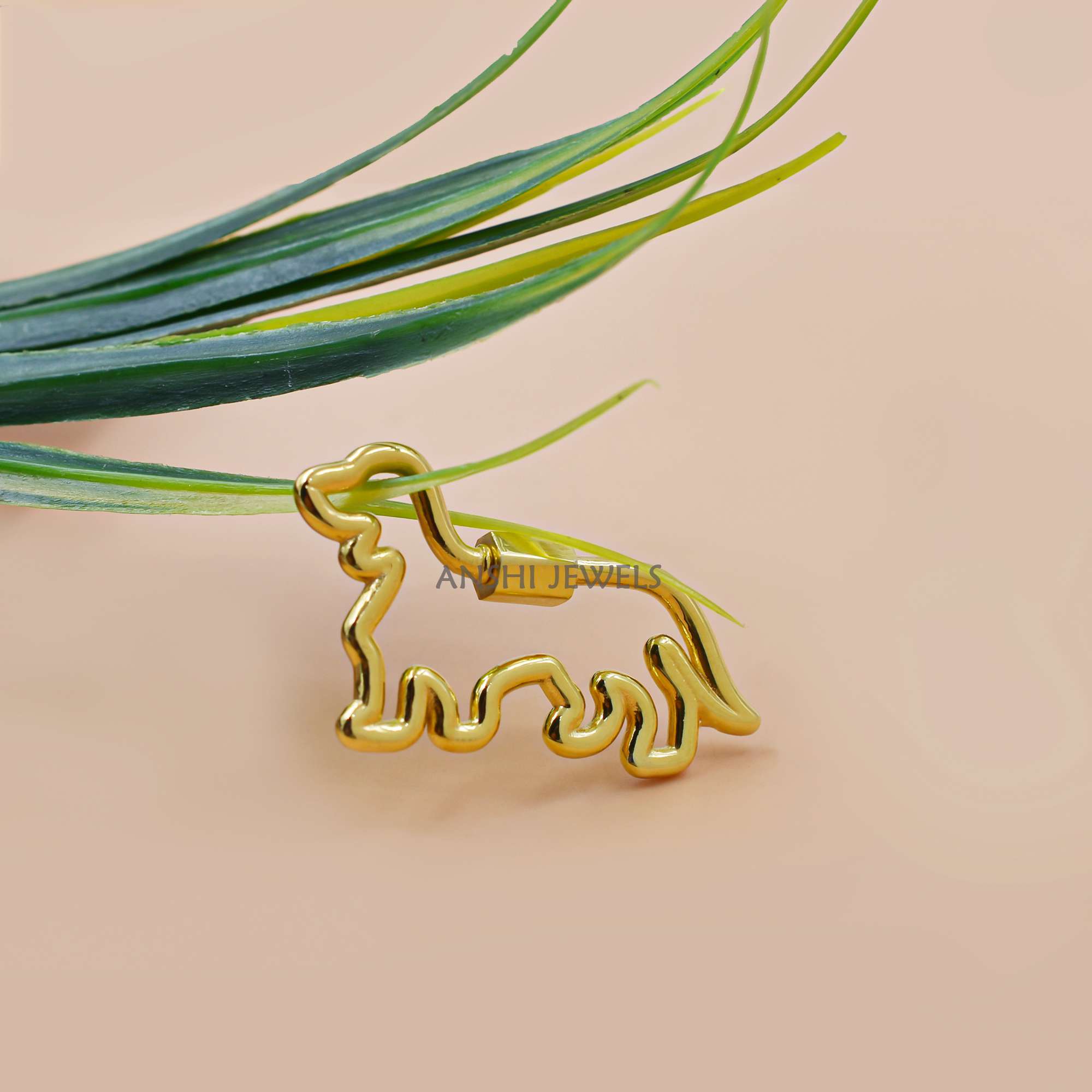 14K Gold Plated Dog Shape Carabiner Lock – Designer Charm & Chain Connector In Silver