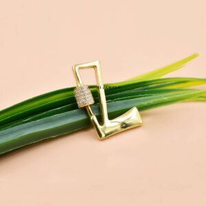 Sterling Silver Letter L Lock Pendant with Sparkling White CZ Accents In 14k Gold Plated